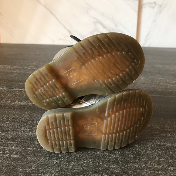 Dr. Martens Baby Lace Up Grey Silver Boots - Picture 7 of 7